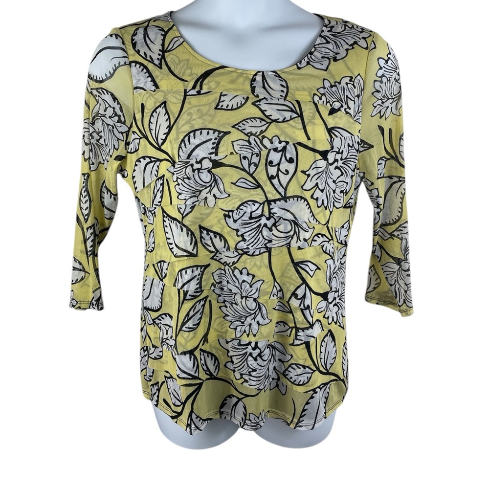 Alfani Floral Yellow Women's Top,‎ Size 2XL